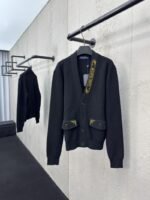 lv gold monogrammed embroidered cardigan