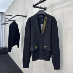 lv gold monogrammed embroidered cardigan