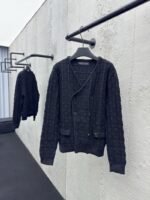 Lv twisted double-breasted knit cardigan