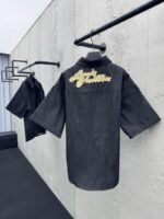 Lv 25Ss new black cotton lapel short sleeve shirt - 图片 2