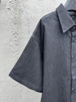 Lv 25Ss new black cotton lapel short sleeve shirt - 图片 4