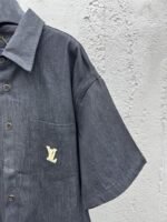 Lv 25Ss new black cotton lapel short sleeve shirt - 图片 5
