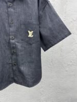 Lv 25Ss new black cotton lapel short sleeve shirt - 图片 7