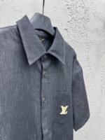 Lv 25Ss new black cotton lapel short sleeve shirt - 图片 8