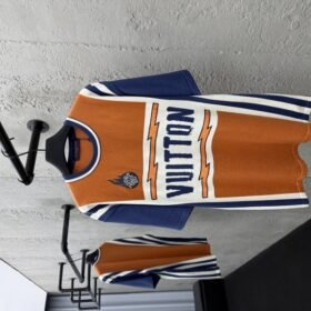 Lv Crew Neck Flame Jacquard Woolen Short Sleeve