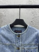 Lv Rope Embroidery Crew Neck Denim Jacket - 图片 3