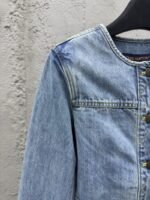 Lv Rope Embroidery Crew Neck Denim Jacket - 图片 4