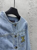 Lv Rope Embroidery Crew Neck Denim Jacket - 图片 8