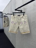 Lv Full Stamp Denim Shorts