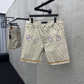 Lv Full Stamp Denim Shorts