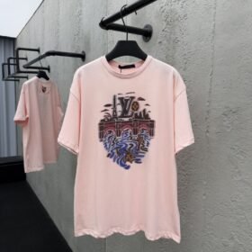 Lv Jacquard Round Neck Short Sleeve T-Shirt