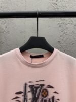 Lv Jacquard Round Neck Short Sleeve T-Shirt - 图片 3