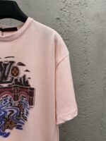 Lv Jacquard Round Neck Short Sleeve T-Shirt - 图片 5