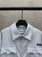 Miu Miu Solid Color Letter Logo Zipper Long Sleeve Jacket Coat - 图片 3