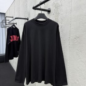 Balenciaga Loose Round Neck Monogram Drop Shoulder Long Sleeve T-Shirt