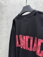 Balenciaga Loose Round Neck Monogram Drop Shoulder Long Sleeve T-Shirt - 图片 9