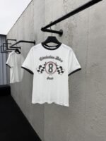 Dior Cotton Knit Round Neck Printed Short Sleeve Shirt