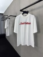 LV letter embroidered ribbed short sleeve