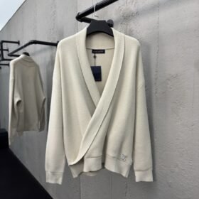 LV Hand-stitched logo wool cardigan