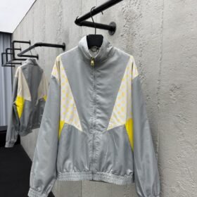 LV Color-blocked High-neck Zipper Jacket Coat