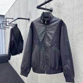 LV Patchwork Leather Jacquard Jacket