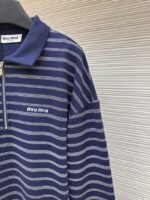 Miu Miu Blue And White Striped Polo Long-Sleeve Shirt - 图片 5