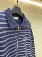 Miu Miu Blue And White Striped Polo Long-Sleeve Shirt - 图片 8