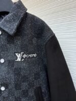 LV Genuine Leather Beaded Flocked Checkered Baseball Jacket - 图片 5