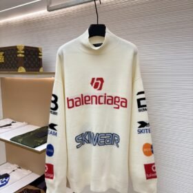Balenciaga Ski Collection Letter Jacquard Turtleneck Sweater