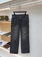 LV Limited Edition Broken Jacquard Little Red Man Embroidered Denim Jeans