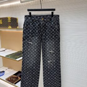 LV Limited Edition Broken Jacquard Little Red Man Embroidered Denim Jeans