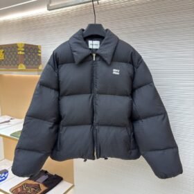 Miu Miu Full-Print Jacquard Lapel Down Jacket 2