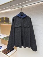 Balenciaga Logo Check Patchwork Hooded Jacket