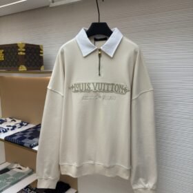 LV Half-Zip Letter Logo Long-Sleeve Sweatshirt