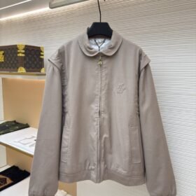 LV Letter Print Lapel Zipper Long-Sleeve Pilot Jacket