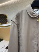 LV Letter Print Lapel Zipper Long-Sleeve Pilot Jacket - 图片 4
