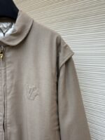 LV Letter Print Lapel Zipper Long-Sleeve Pilot Jacket - 图片 5