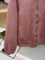 LV Embossed Suede Stand Collar Zipper Long Sleeve Leather Jacket 1 - 图片 6