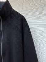 LV Embossed Suede Stand Collar Zipper Long Sleeve Leather Jacket 2 - 图片 5