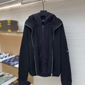 Balenciaga Solid Color Zipper Long-Sleeve Knit Sweater