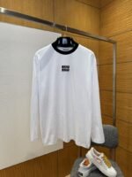 Miu Miu Color-Block Patchwork Embroidered Long-Sleeve T-Shirt