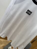 Miu Miu Color-Block Patchwork Embroidered Long-Sleeve T-Shirt - 图片 4