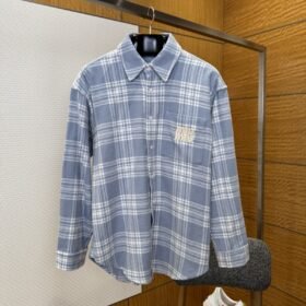 Miu Miu Checkered Embroidered Long-Sleeve Shirt 1