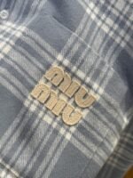 Miu Miu Checkered Embroidered Long-Sleeve Shirt 1 - 图片 6
