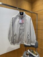 Miu Miu Stand Collar Embroidered Long Sleeve Jacket Coat