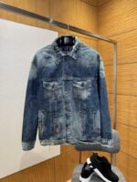 Balenciaga Graffiti-Print Distressed Denim Jacket