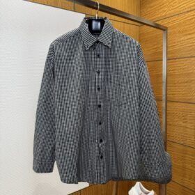 Balenciaga Letter Print Checkered Collar Shirt