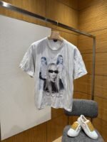 Balenciaga Pleated Portrait Print Short-Sleeve T-Shirt