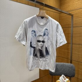 Balenciaga Pleated Portrait Print Short-Sleeve T-Shirt
