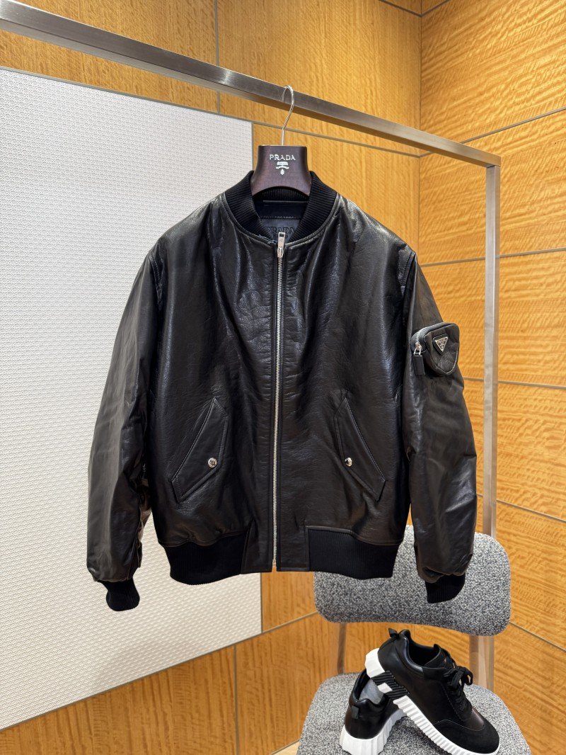 wsxc1764895790562_0.jpg Prada Genuine Leather Zipper Triangle Label Jacket Coat - 图片 1